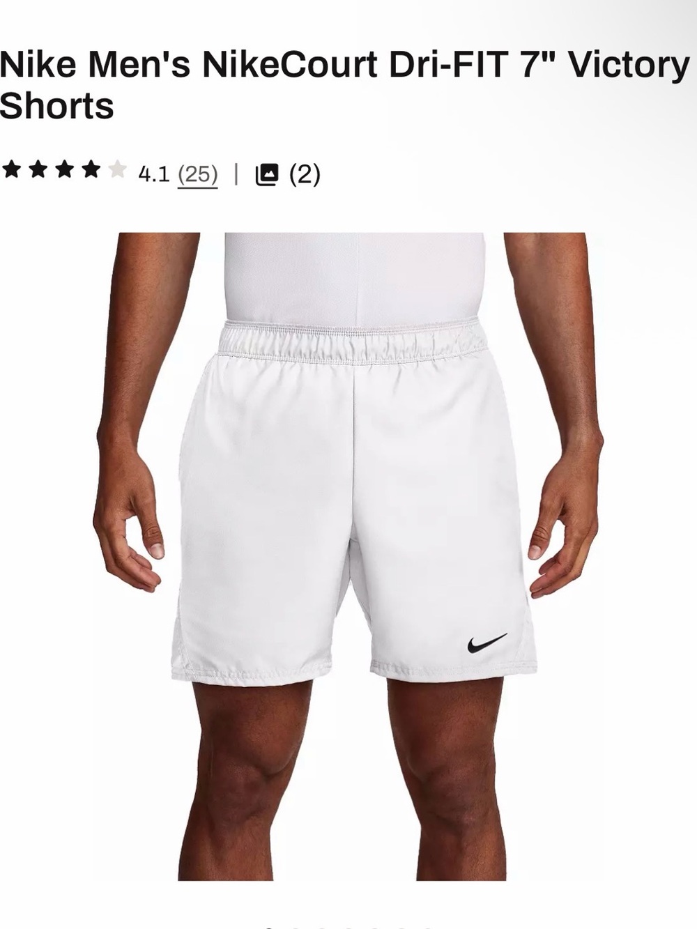 Nike Men's Dri-FIT 7" Victory Shorts - White with Black Swoosh